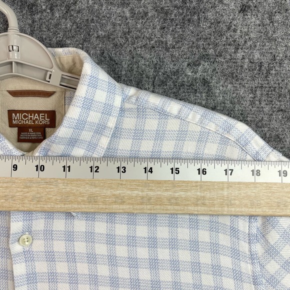 Michael Kors Womens Button Down Shirt Size XL Blue White Checkered - Picture 6 of 10